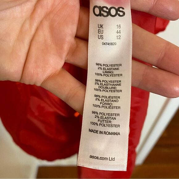 ASOS Red Ruffle Mini Fit & Flare Mini Dress Size 12 - Picture 5 of 10